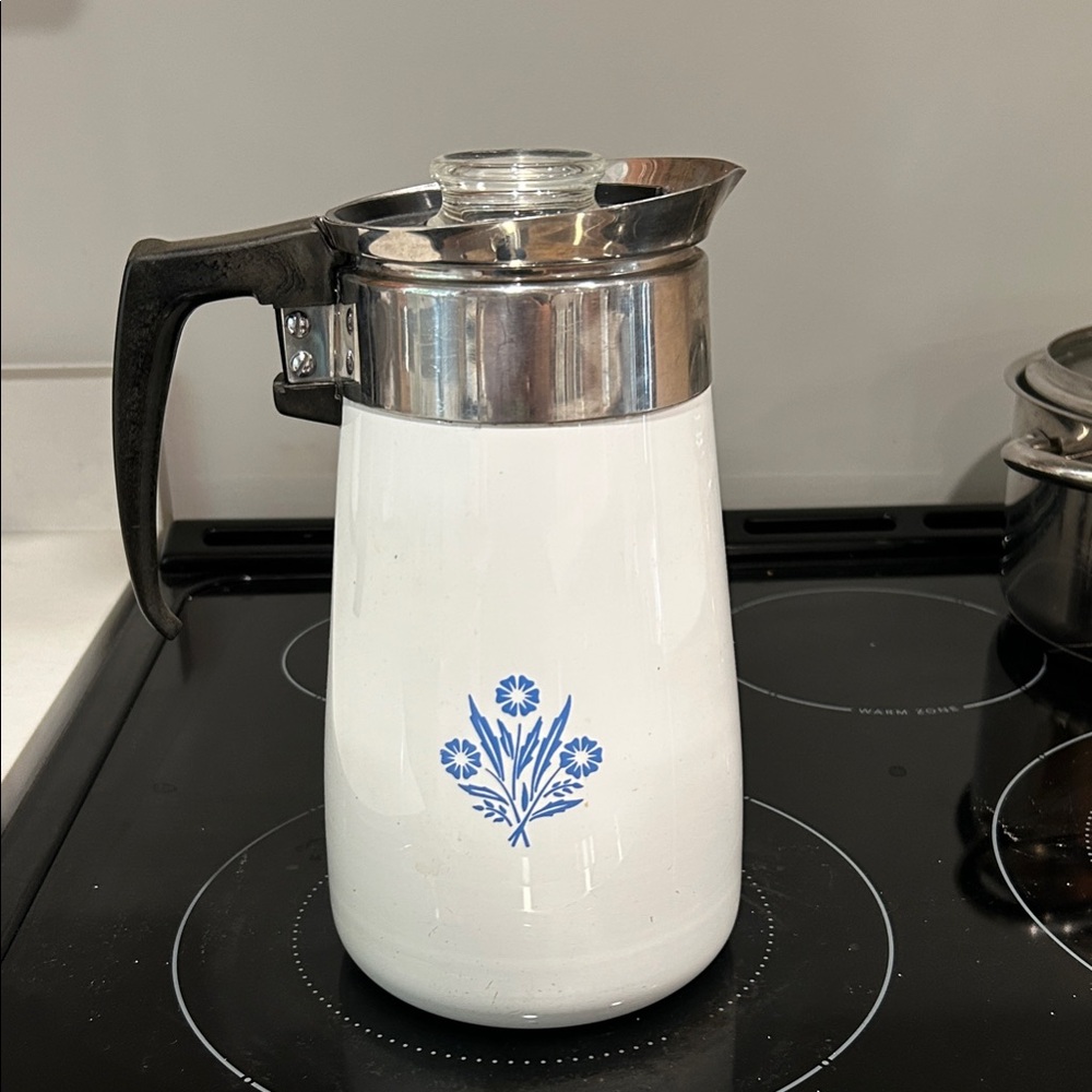 Vintage CorningWare  Cornflower Stovetop Perculator Coffee Pot